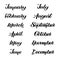 Handwritten names of months: December, January, February, March, April, May, June, July, August, September, October, November