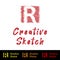 Handwritten R logos of creative letters in a square sketch, the concept of business consulting. studio, room, group icon. Suitable