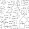 Handwritten trigonometric vector seamless pattern, hand drawn monochrome math formulas