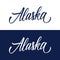 Handwritten U.S. state name Alaska. Calligraphic element for your design.