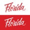Handwritten U.S. state name Florida. Calligraphic element for your design.