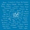 Handwritten USA states vector illustration