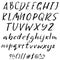 Handwritten vector chalked alphabet. Imitation texture of chalk. Modern hand drawn alphabet. Isolated letters. Vector