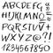 Handwritten vector pensil alphabet. Pensil texture. Modern hand drawn alphabet. Isolated letters.