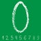 Handwritten white chalk arabic numbers with transparent layers on green background