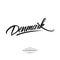 Handwritten word Denmark. Hand drawn lettering. Calligraphic element for your design.