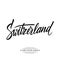 Handwritten word Switzerland. Hand drawn lettering. Calligraphic element for your design.
