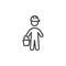 Handyman with bucket line icon