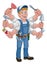 Handyman Cartoon Tools Caretaker Construction Man