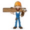 Handyman Holding Hammer and Wood Plank