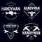 Handyman labels badges emblems and design elements. Tools silhouettes. Carpentry related vector vintage illustration