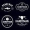 Handyman labels badges emblems and design elements. Tools silhouettes. Carpentry related vector vintage illustration