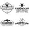 Handyman labels badges emblems and design elements. Tools silhouettes. Carpentry related  vintage illustration