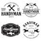 Handyman labels badges emblems and design elements. Tools silhouettes. Carpentry related  vintage illustration