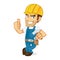 Handyman leaning and giving thumb up