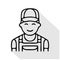 Handyman services logo, repairman flat line icon