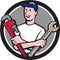 Handyman Spanner Monkey Wrench Circle Cartoon