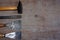 Handyman tools Hammer, Chisel, metal spatula on a wooden worktable with work space for text/ carpentry, Carpenter. fathersday/ fat