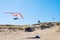 Hang glider over beach