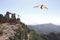 A Hang-Glider Soars Over the Sandia Peak Tramway