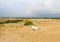 Hang glider student landing on sand dunes in North Carolina