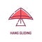 Hang gliding color line icon. Air sport or recreational activity. Pilot flies a light. Pictogram for web page, mobile app, promo.