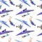 Hang gliding and parachuting, extreme sports seamless pattern