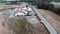 Hang gliding and paragliding station, drone view. Drone flying above paragliding field