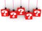 Hang on red cubes with question marks concept