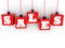 Hang on red cubes with sales text word concept