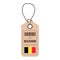 Hang Tag Made In Belgium With Flag Icon Isolated On A White Background. Vector Illustration.