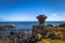 Hanga Roa, Easter Island - July 12 2017: Coast of the island near Hanga Roa