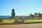 Hanga Roa Otai, the most crowded bay with the remains of Ahu Hotake on Easter island of Chile