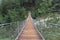 The Hangebrucke, hanging wooden bridge in the forest of Berchtesgaden National Park, Germany