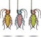 Hanged dead roaches vector hand drawn illustration clip-art