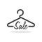 Hanger symbol with sale letter. Clothes shoping concept illustration