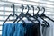 Hangers with clothes drying on the balcony