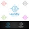 Hangers Laundry Dry Cleaners Logo with Clothes, Water and Washing Concept