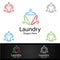 Hangers Laundry Dry Cleaners Logo with Clothes, Water and Washing Concept