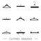 Hangers vector black icons set. Set of vector illustration hanger for clothing and fashion. clothes hangers icon