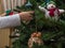 Hanging Balls and Decorations on Christmas Tree