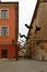 Hanging bats at old town Lublin street in Poland
