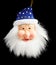 Hanging blue plastic Santa Claus on black