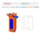 Hanging bottom snap lock mobile charger box, 6x2.8x18.5 inch box dieline packaging design and 3D box