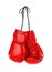 Hanging boxing gloves