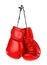 Hanging boxing gloves