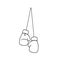 Hanging boxing gloves outline icon