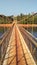 Hanging bridge brown path leading