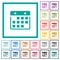 Hanging calendar flat color icons with quadrant frames