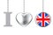 Hanging by Chain I Love Great Britain Sign as Silver Heart and B